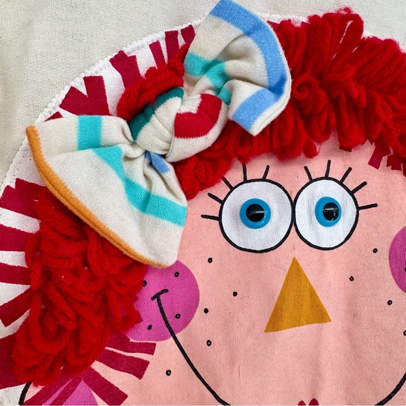 Vintage Zoodles 1996 Cream Bow Button Red Hair Girly Graphic Sweater Size 10-12 - Picture 3 of 11